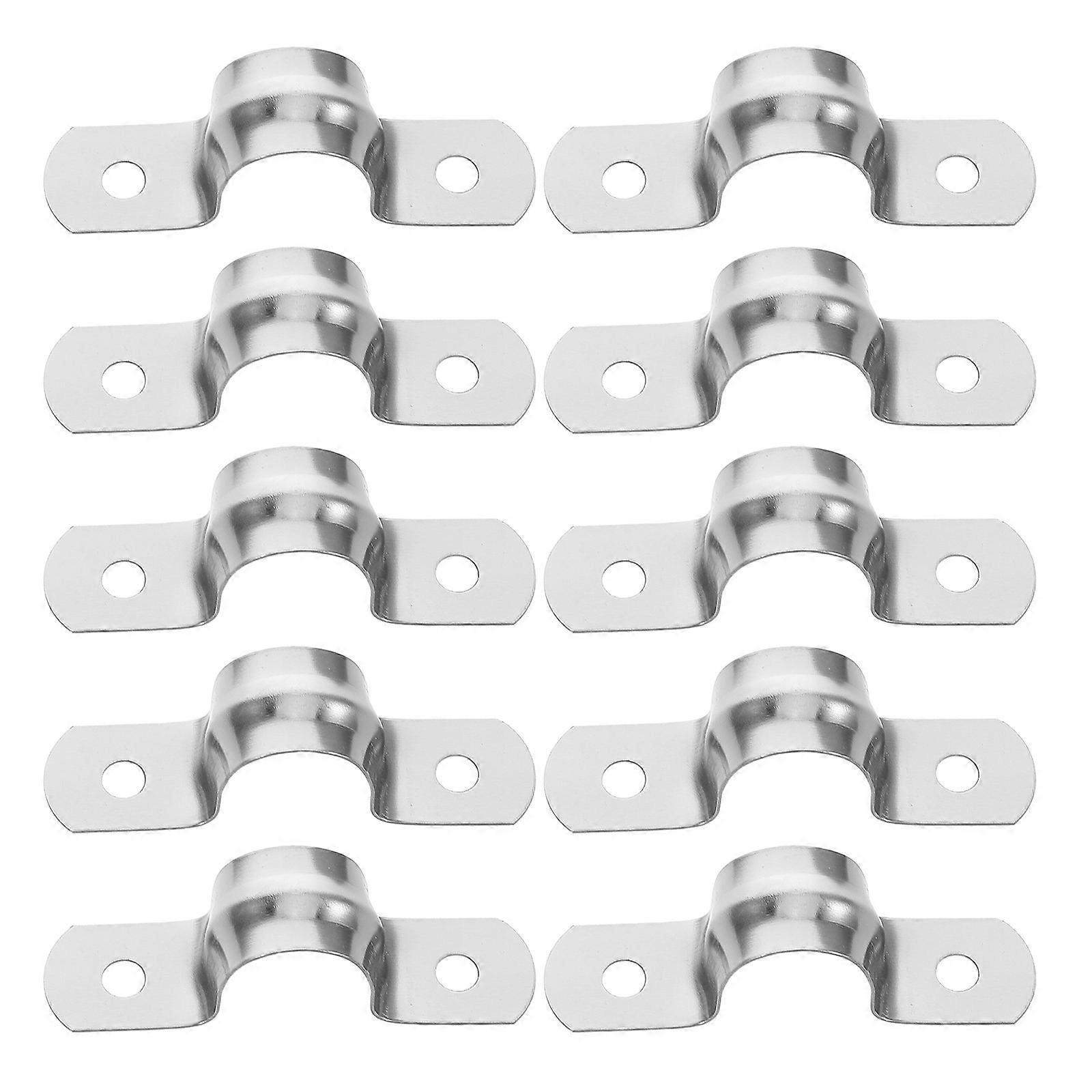 Holder Bracket Saddle Shaped Fastening Tool Diy Enthusiasts Silver 10Pcs