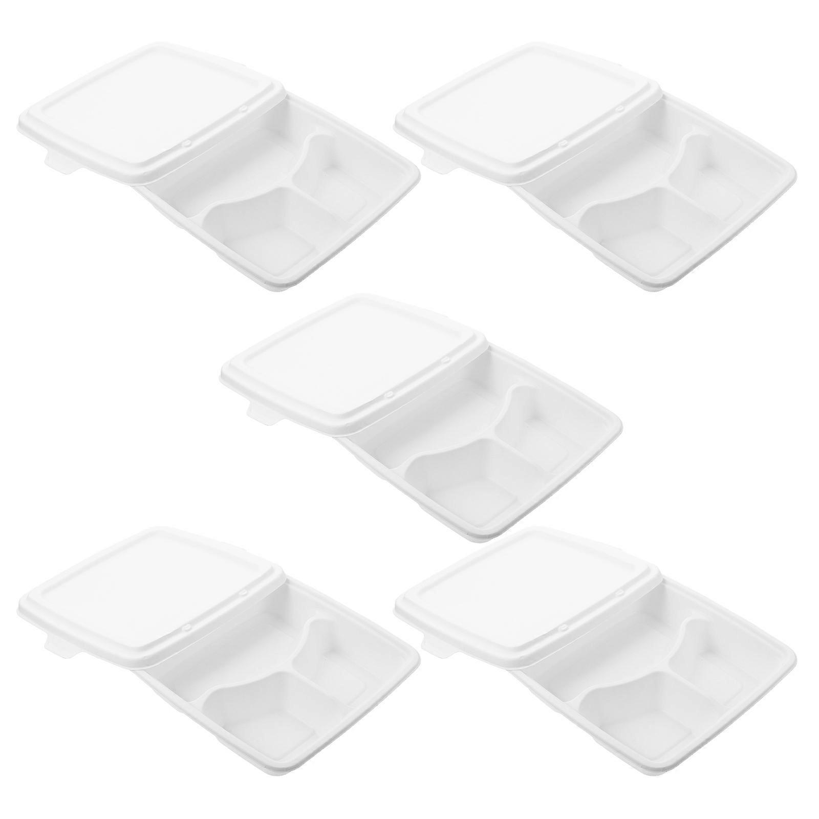 Takeout Boxes Paper To Go Containers White Multiple Compartments For Camp Picnic 22.8X22.8Cm 10Pcs