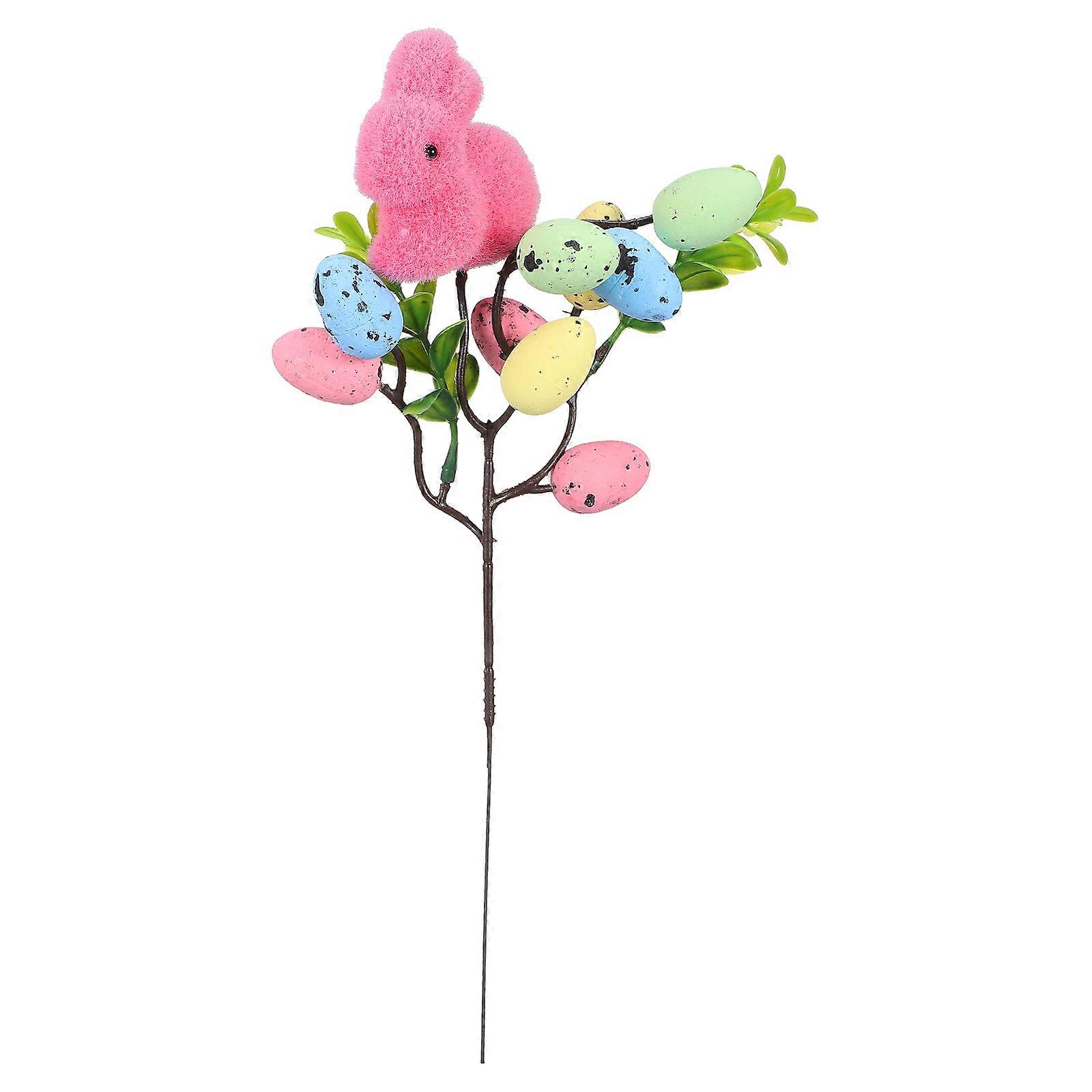Easter Egg Branches Bunny Shaped Plastic Material For Spring Festivities And Floral Arrangement Accessory 1Set