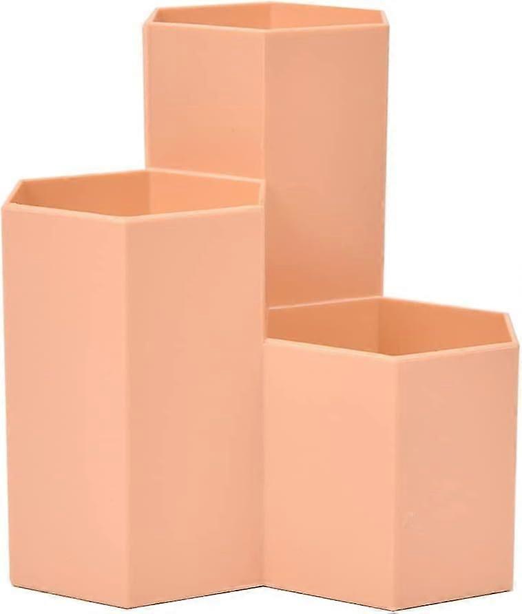 Multi-Function Hexagonal Pencil Box - Pink Makeup Brushes Storage Box Creative Pencil Pot
