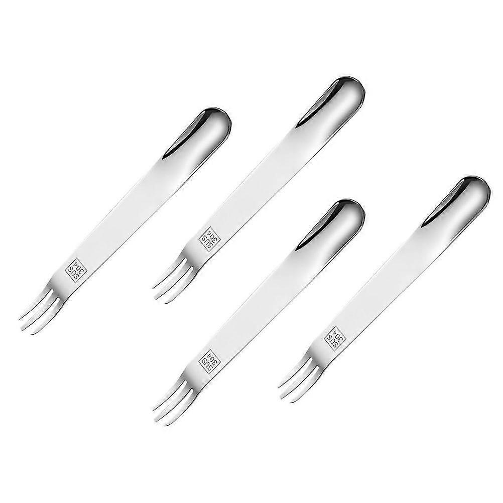 Small Appetizer Forks Easy to Clean Stainless Steel Fruit Fork Spoon Home Use 4Pcs