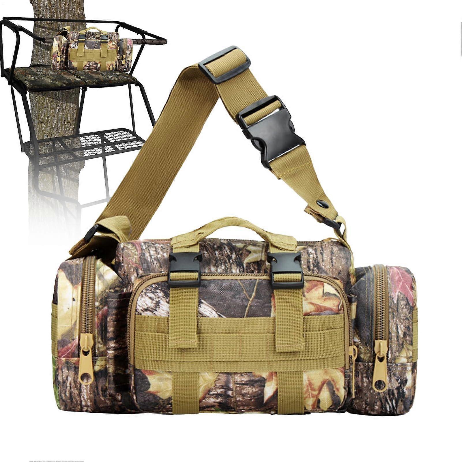 Tactical Camouflage Hunting Bag with Multiple Pockets, Durable Storage Solution, Quick-Access Zippers, Dead Leaves Design