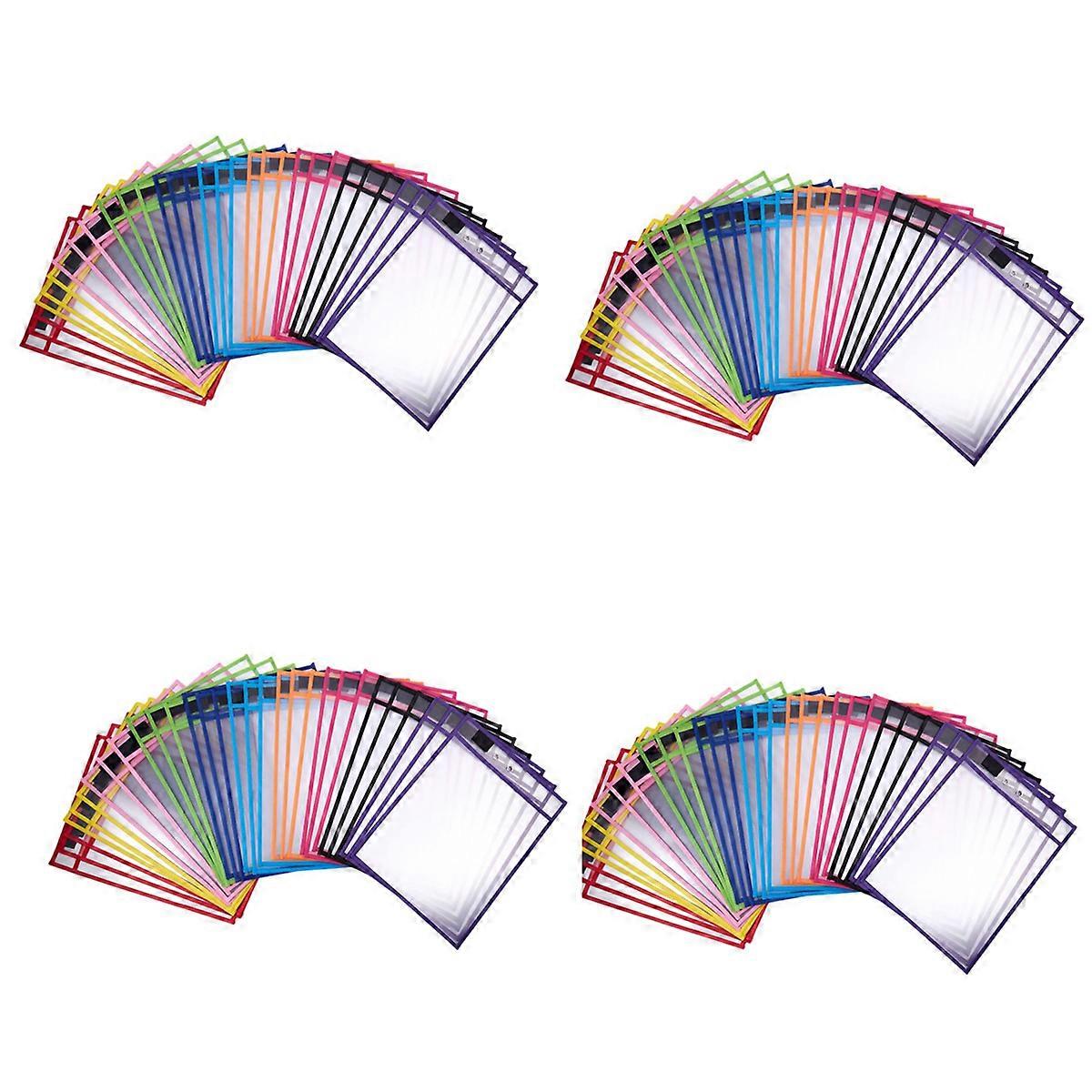 30 Pack Dry Erase Pockets PVC Transparent Sewn Dry Erase File Bag