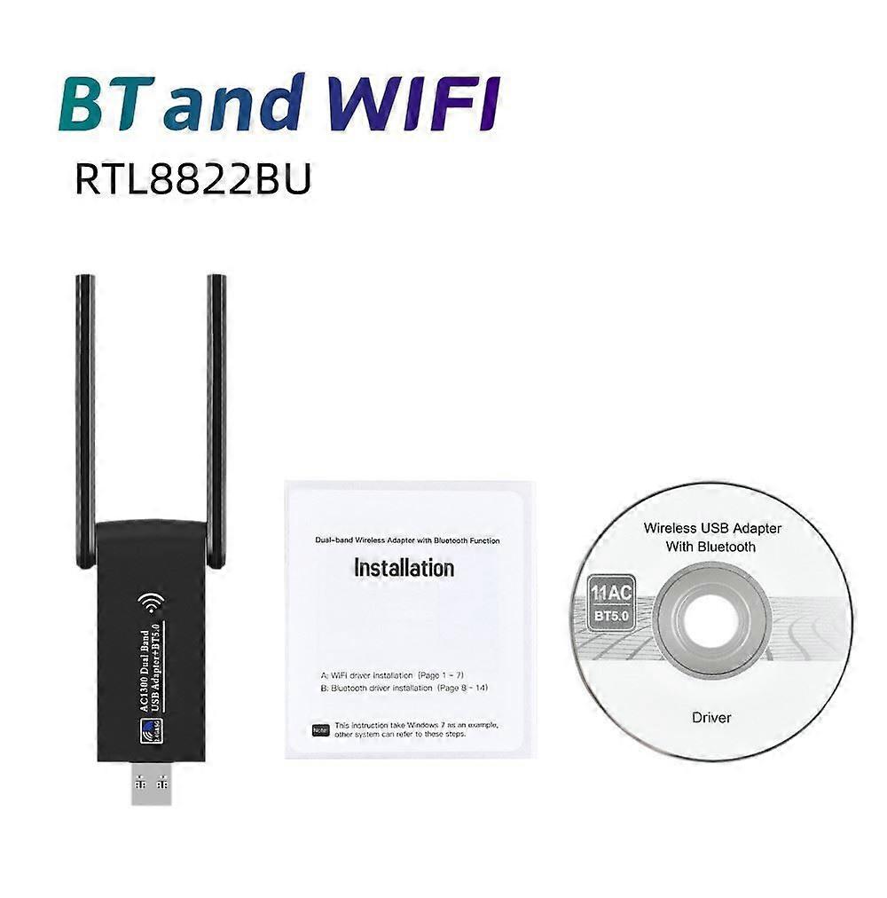 WiFi Bluetooth Wireless Network Card 1300M USB 3.0 Adapter AC1300 With Antenna For Laptop PC Mini Dongle