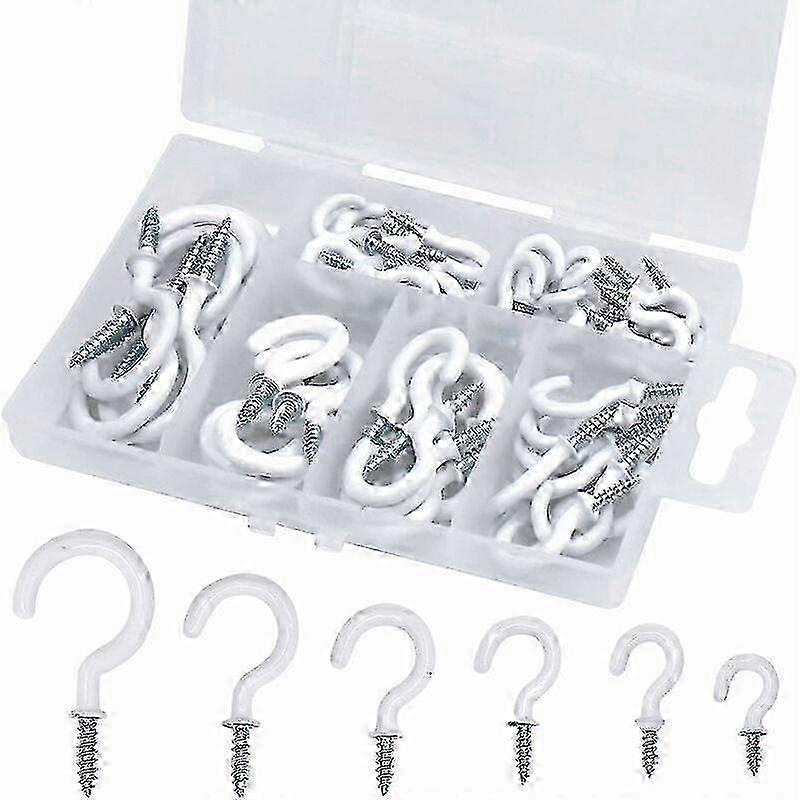 70 Indoor and Outdoor Hanging Hooks, 70 Pieces Cup Hook Ceiling Hooks and Wall Hook Screw Hooks for Versatile Use