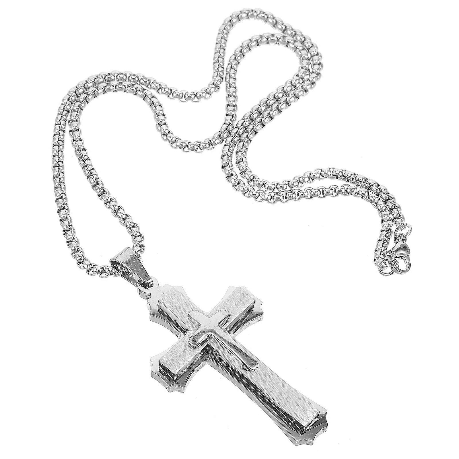 Hanging Ornament Car Decoration Cross Pendant For Car Interior Elegant Style Metal 5.50X3.20X0.70CM Rearview Mirror Hanging 1Pack