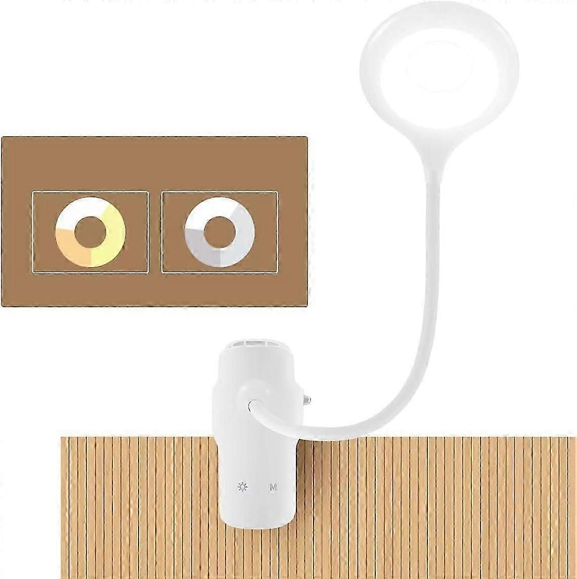Reading lamp bed, LED touch dimming clamp lamp, 3 colors and 3 brightness eye protection bed lamp, 360 flexible gooseneck LED clamp lamp