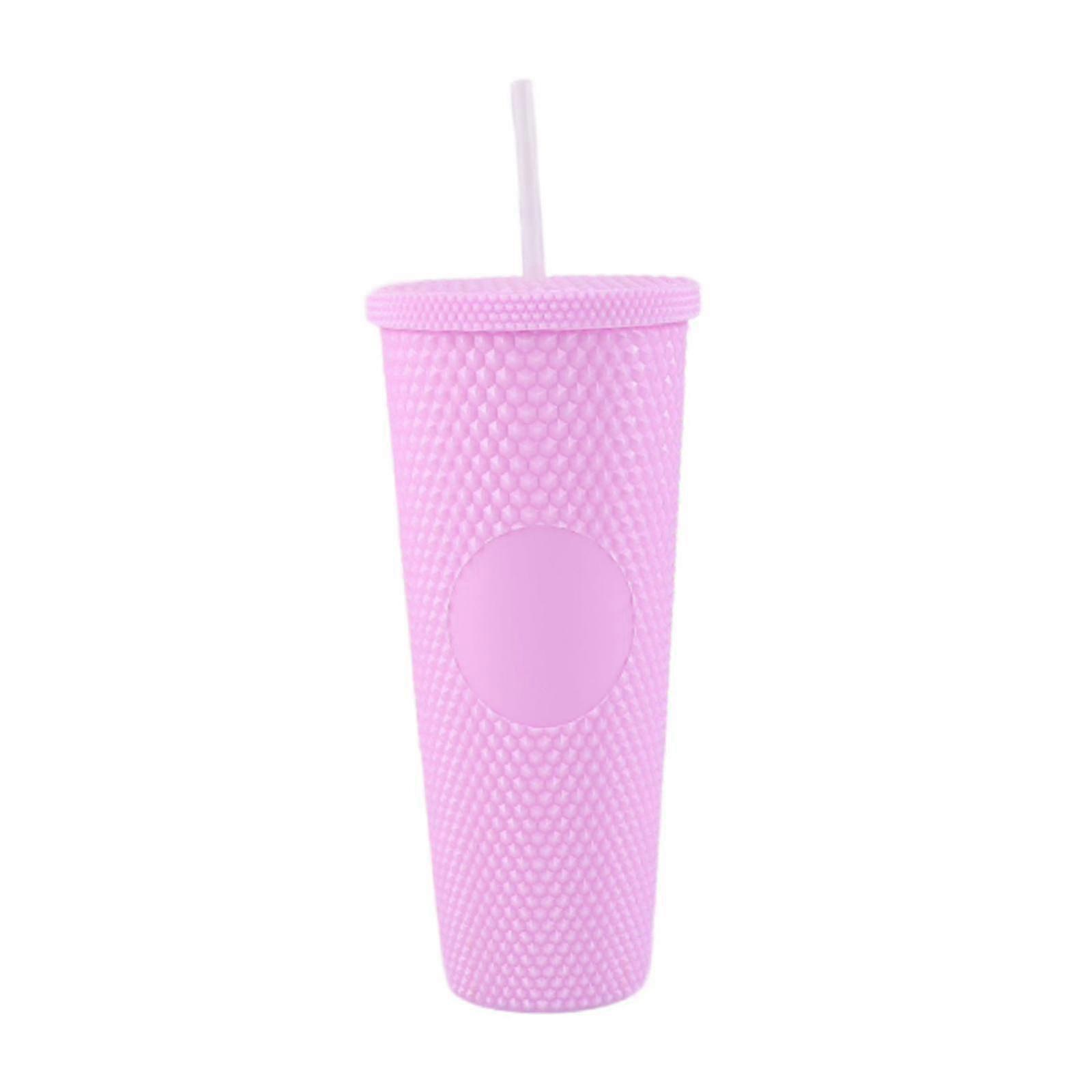 Leakproof Double Layer Drink Bottle with Lid 710ml Featuring Straw in Light Purple Color Suitable for Various Uses