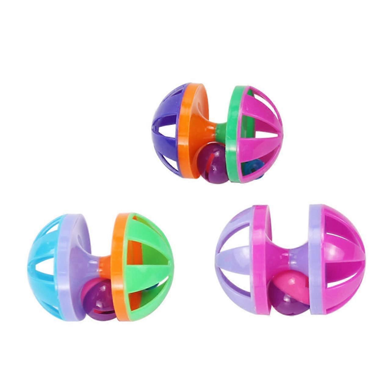 Cat Toys with Bells - 4 Pack Creative Ball Toys for Active Kittens and Cats - Random Colors and Designs