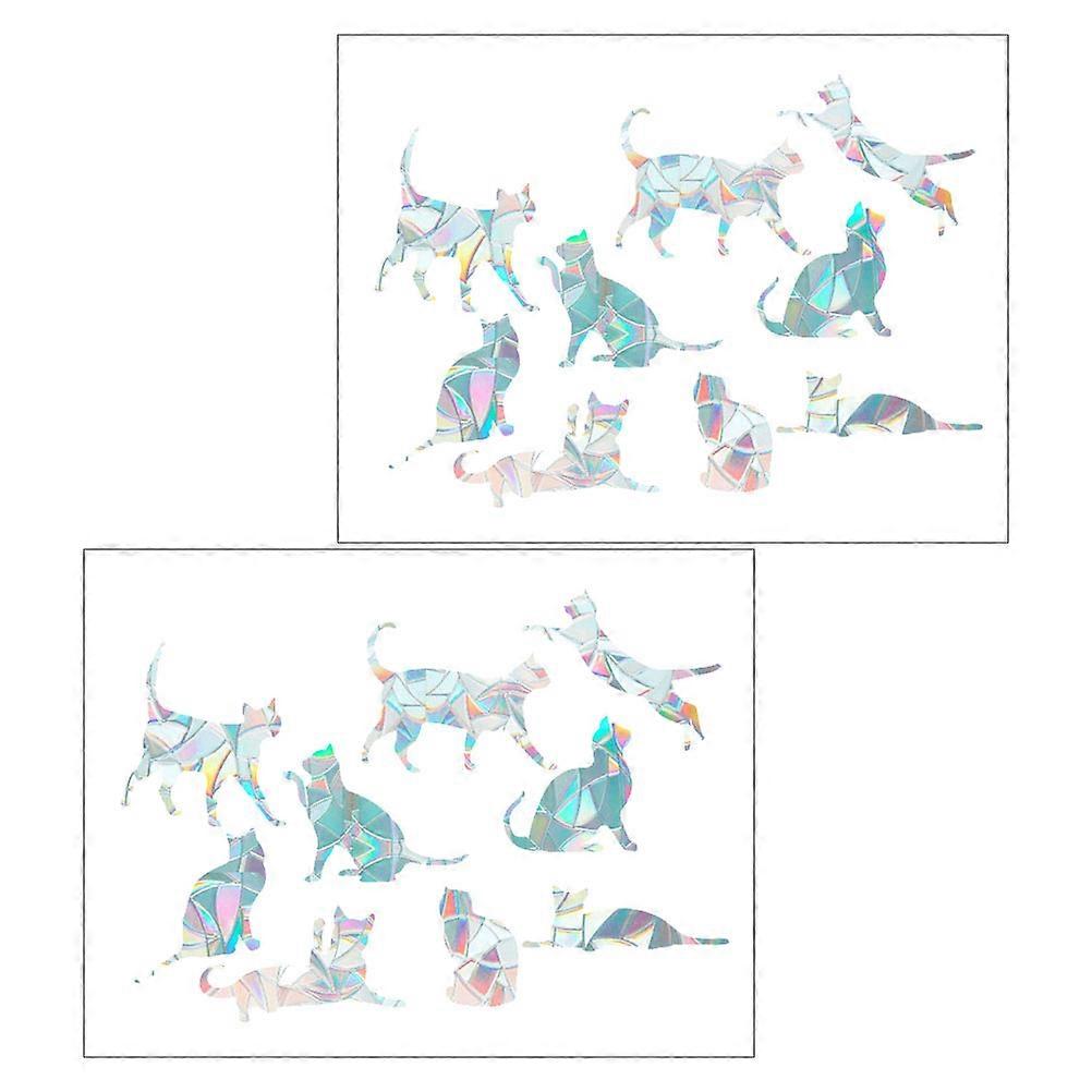 Lovely Cat Shape Rainbow Prisma Stickers for Decoration on Glass Walls and Windows 2Pcs Multi PVC