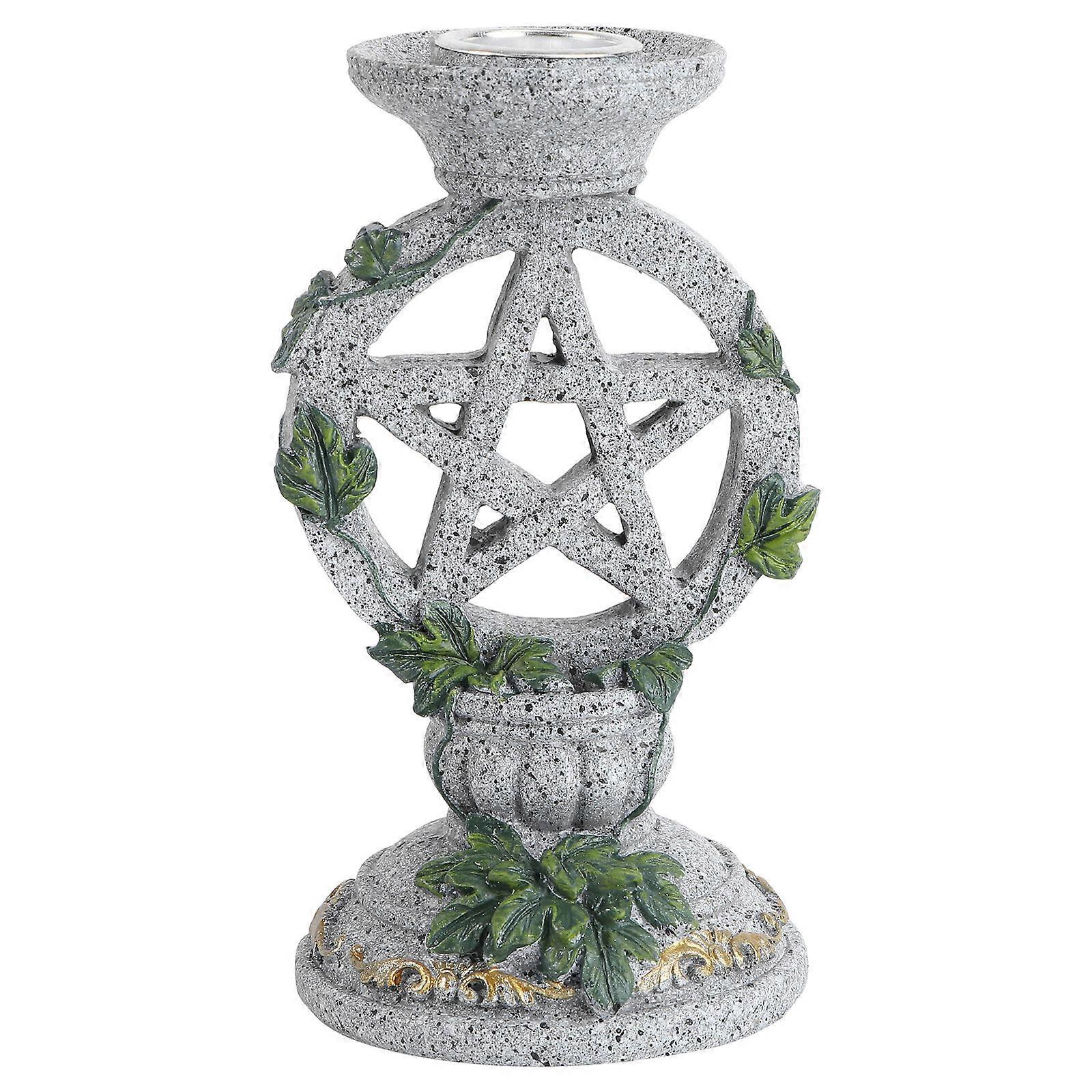 Decorative Candlestick Stand Pentacle Candlestick Elegant Style Bedroom Use Grey 7.6X7.3CM 1Set
