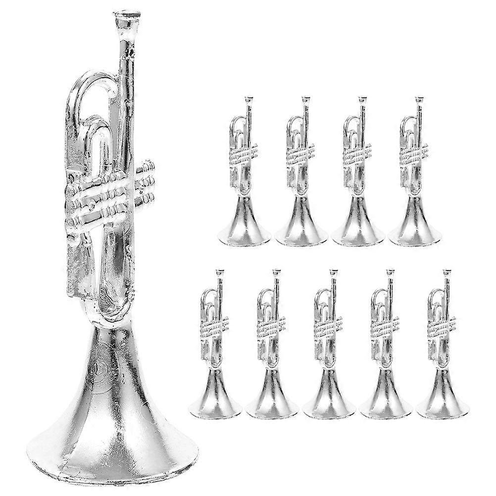 Miniature Silver Trumpet Models for Dollhouse Decor – Lightweight Musical Instrument Craft Ornament for DIY Mini Decoration & Christmas Display