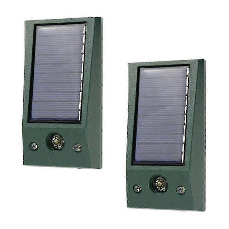2x Solar Powered Ultrasonic Electronic Bird Repellent IP66 Waterproof Pigeon Deterrent Strong LED Flashing Pest for Yard Control