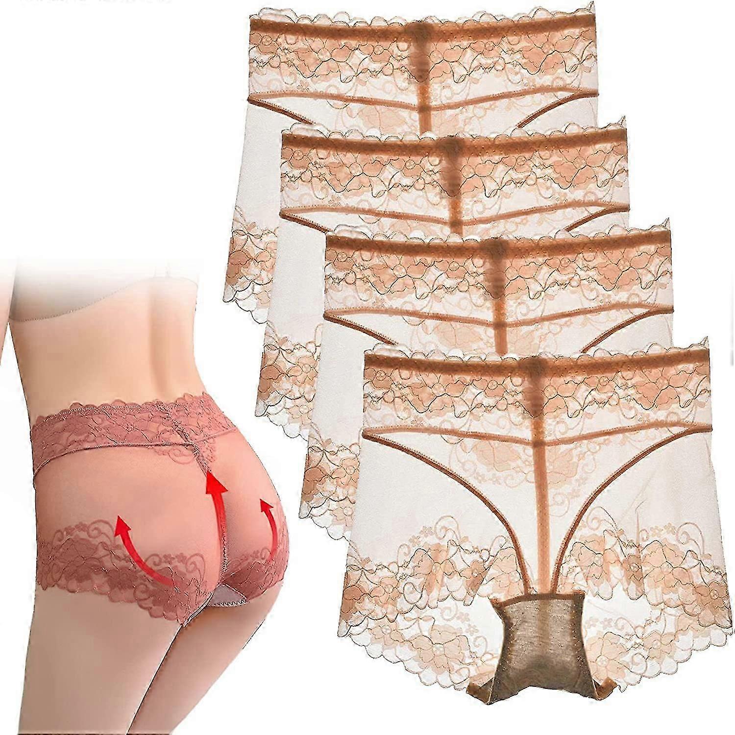 4db háló Lásd át a hason csípő felemelő bugyi, női szexi csipke bugyi magas derekú plusz méret női rövid