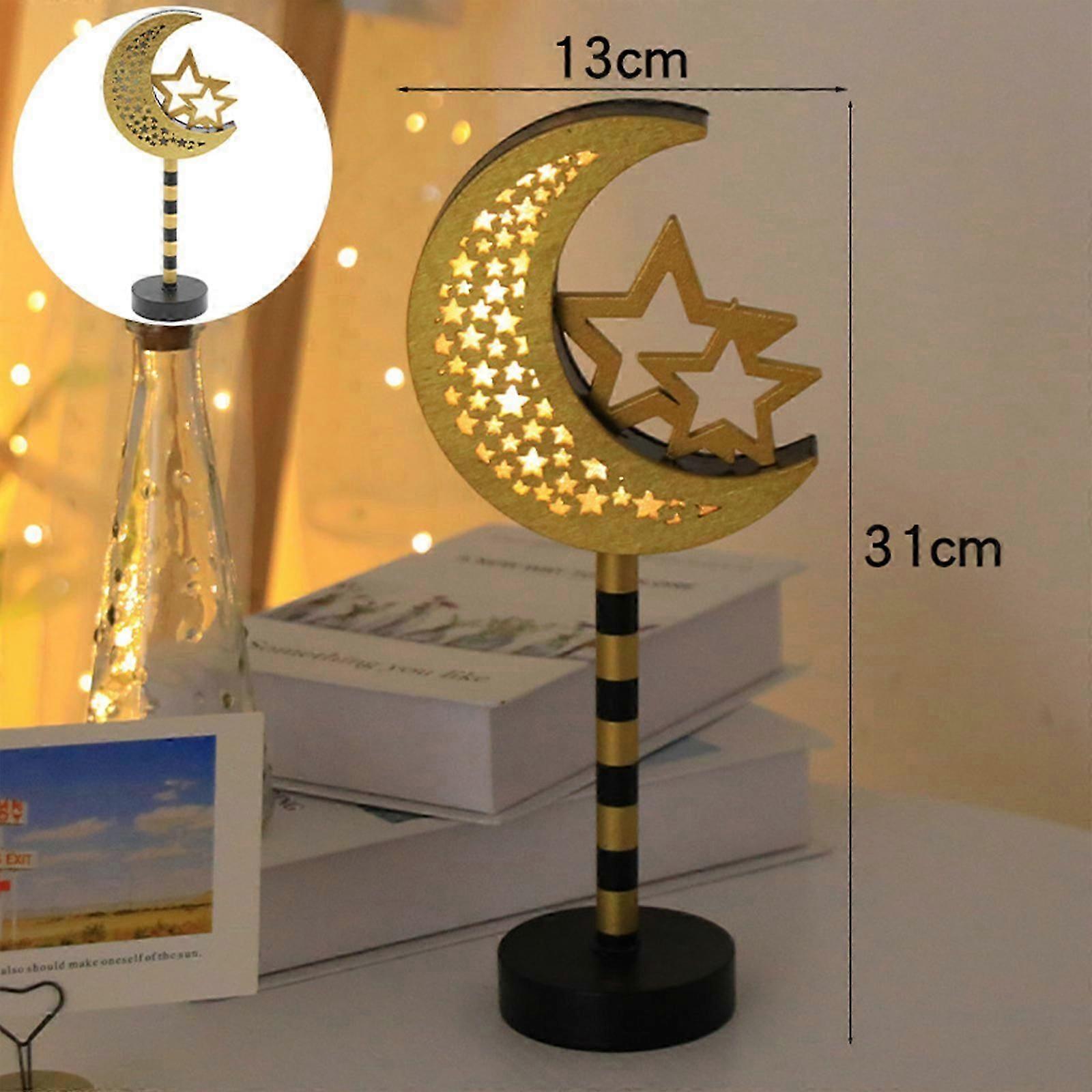 Lâmpada Lunar Eid al-Fitr Lâmpada de Mesa de Cabeceira de Madeira LED Lâmpada da Lua Pendurada Lâmpada da Lua Memorial Luz Noturna