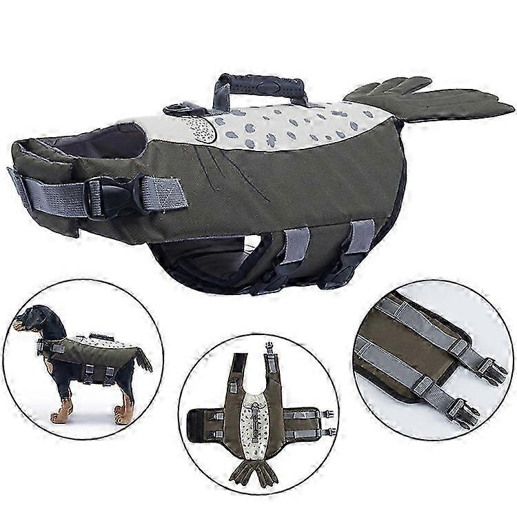 そしてバック水着ジャケットペット浮力犬水着Lアーミーグリーンアシカ