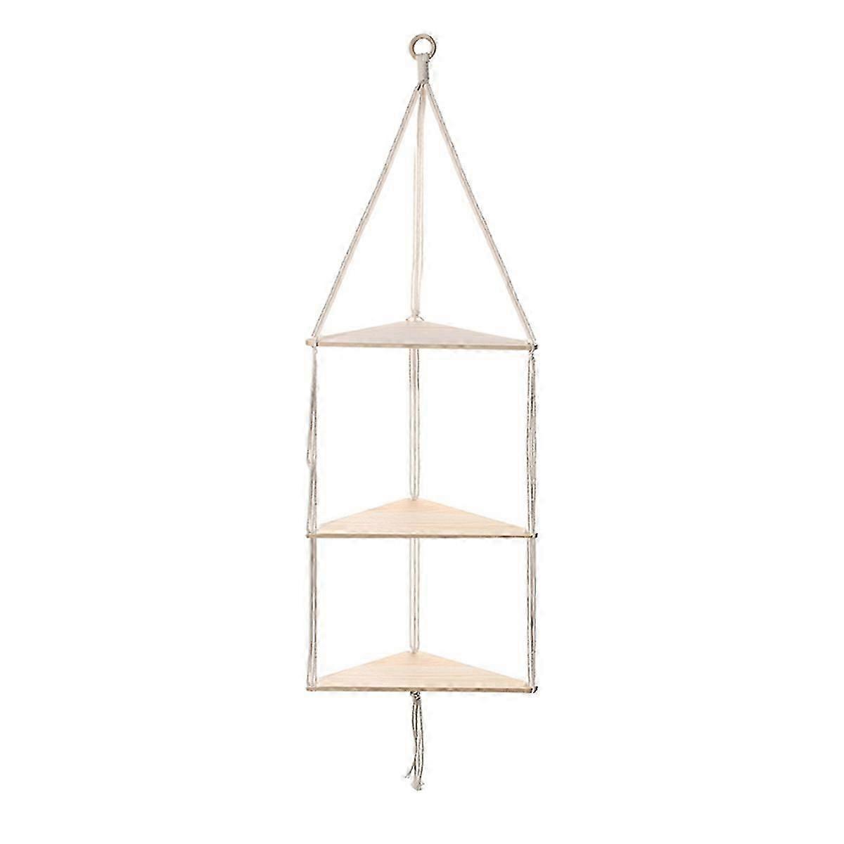 3-tier Floating Wall Shelf Wood Triangle Corner Display Stand