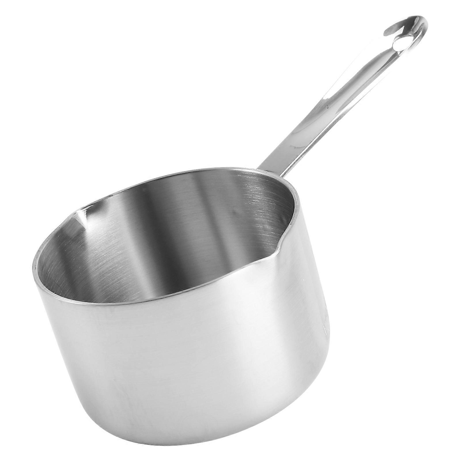 Saucepan Stovetop Pot Stainless Steel Milk Saucepan Practical Cooking Baking Silver 300ml Leak-Proof 1Pcs
