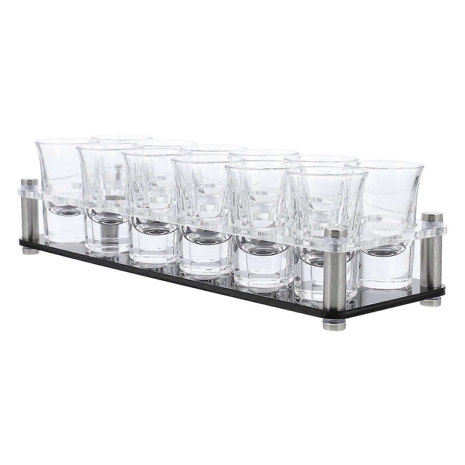 Black Acrylic Double Row Spirits Glass Rack Holder for Wine and Cocktail Glasses – Compact Storage Organizer for Home Bar, Restaurant