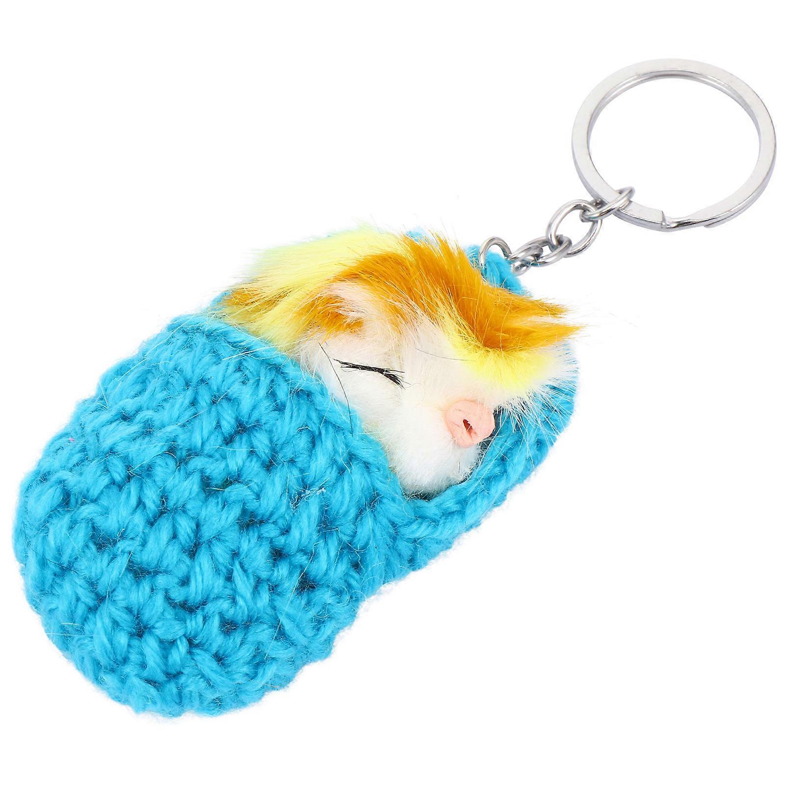 Cute Mouse Keyring Sleeping Mouse Key Decoration Daily Use Blue 8X5X2CM Alloy Plush 1Pc