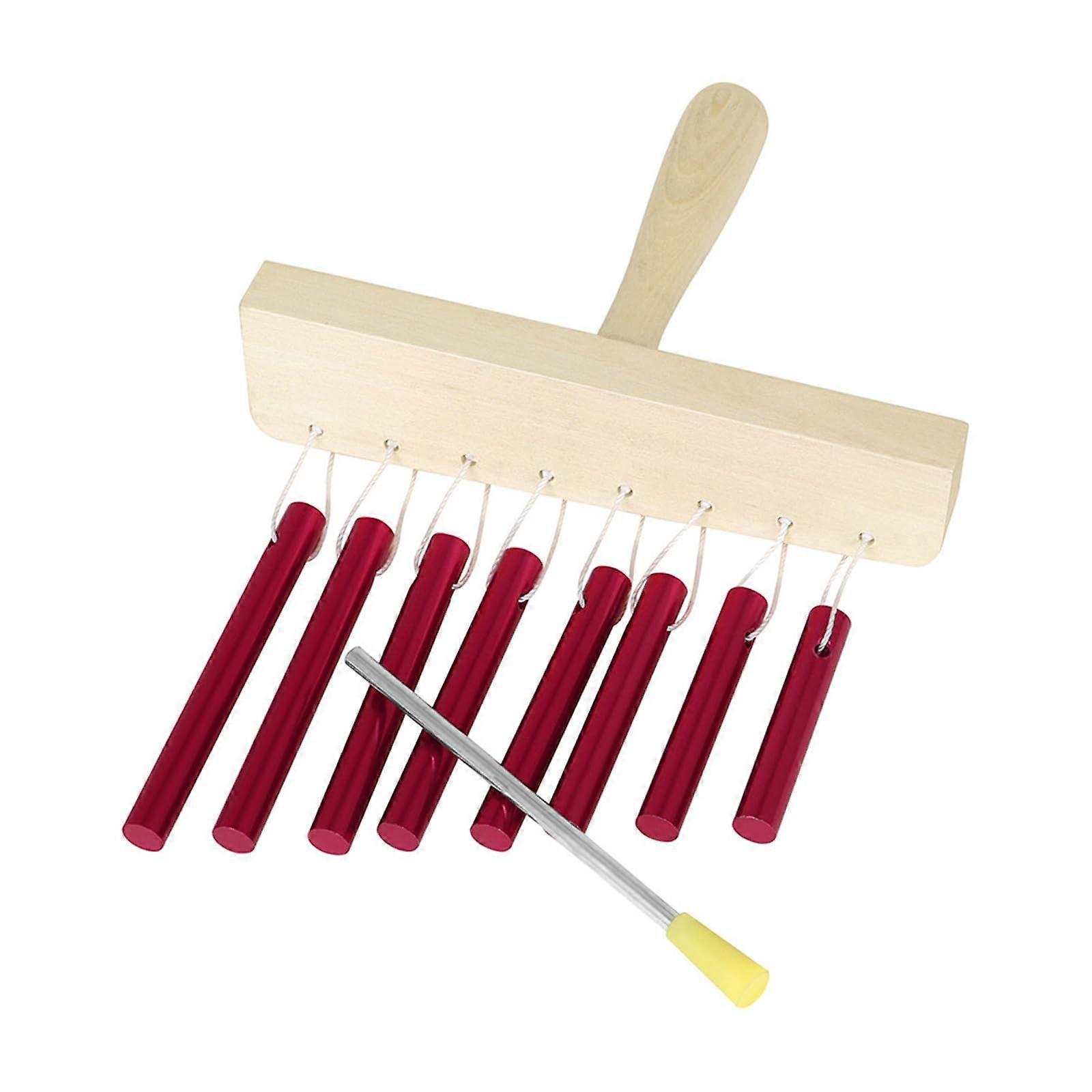 8 Pipe Winches Chimes Instrument Professional Chimes Music Winch Chimes Wood Structure Suitable for Clear Melody Resonance Red