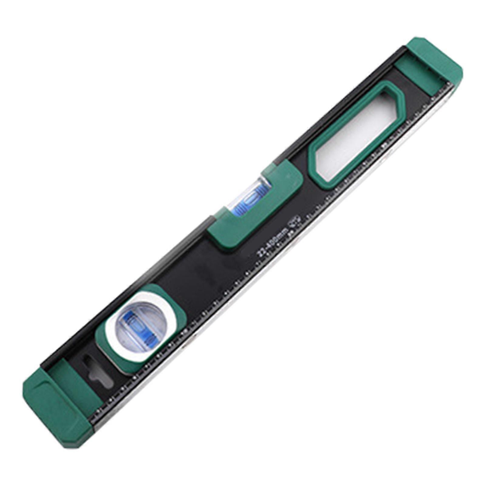 Magnetic Level Ruler with Scale Aluminum Alloy Horizontal Bubble Gauge Portable Measuring Tool 400mm / 15.7in