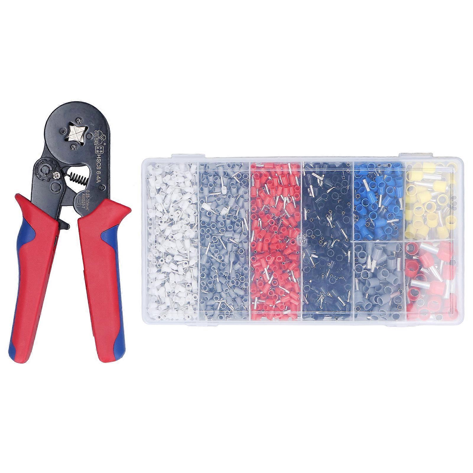 1800Pcs/Set Ferrule Crimping Tool Kit AWG 23‑7 Crimper Plier with Wire Ferrules Portable Crimping Tool Set