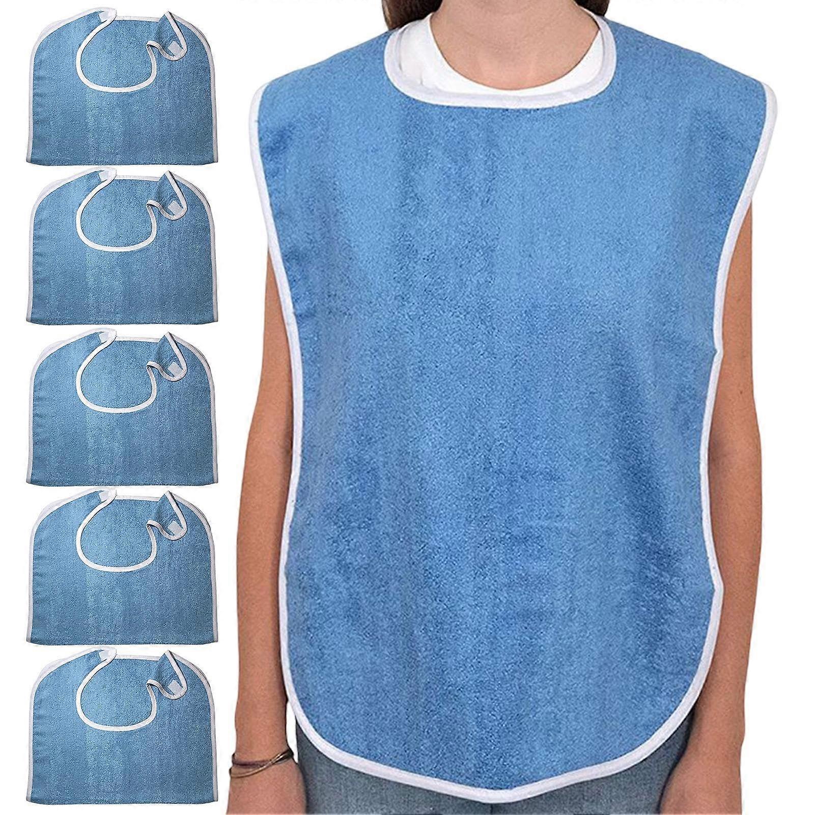 5 Reusable Adult Bibs, Waterproof Apron Set for Men, Feeding Bibs for Disabled