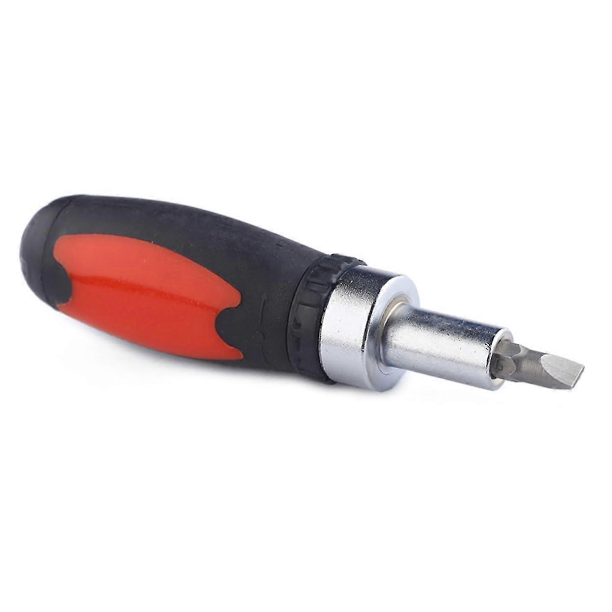 Screwdriver Handle With Non-Slip Grip Versatile Bit Holder For Tight Spaces Compatible With Electric And Manual Tools Red Black