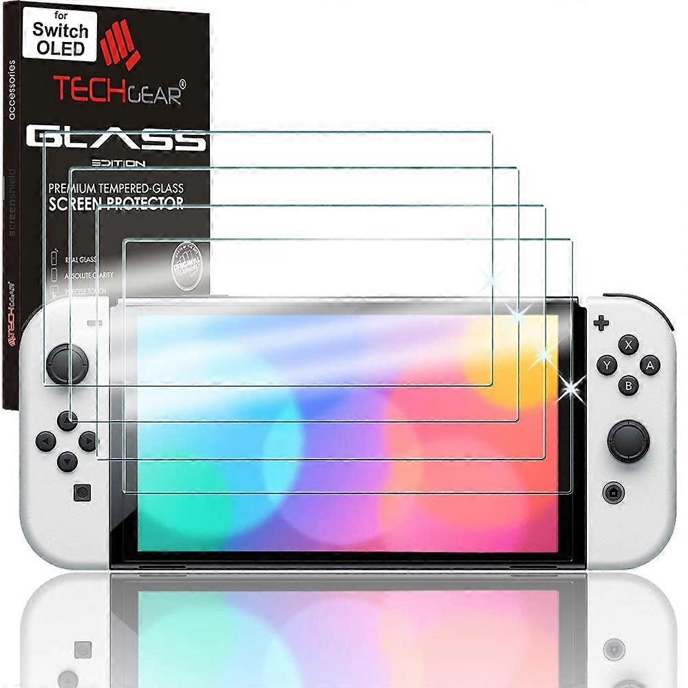 Screen Protectors for Switch OLED Pack of 4 - Tempered Glass, 9H Hardness, Scratch-Resistant, Bubble-Free, Round Edge
