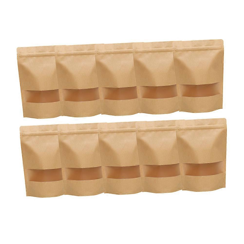 Kraft Paper Food Bags with Clear Window for Storage Crafted from Composite Material Chocolate Color