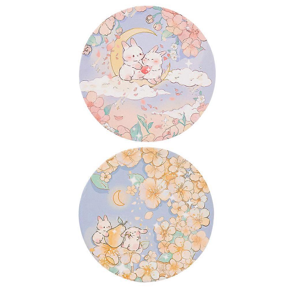 Ceramic Cup Pad Household Cup Coaster for Home Use 2Pcs Assorted Color