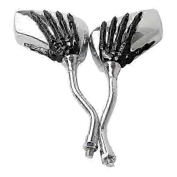 Scooter rearview mirror featuring chrome skull skeleton decoration