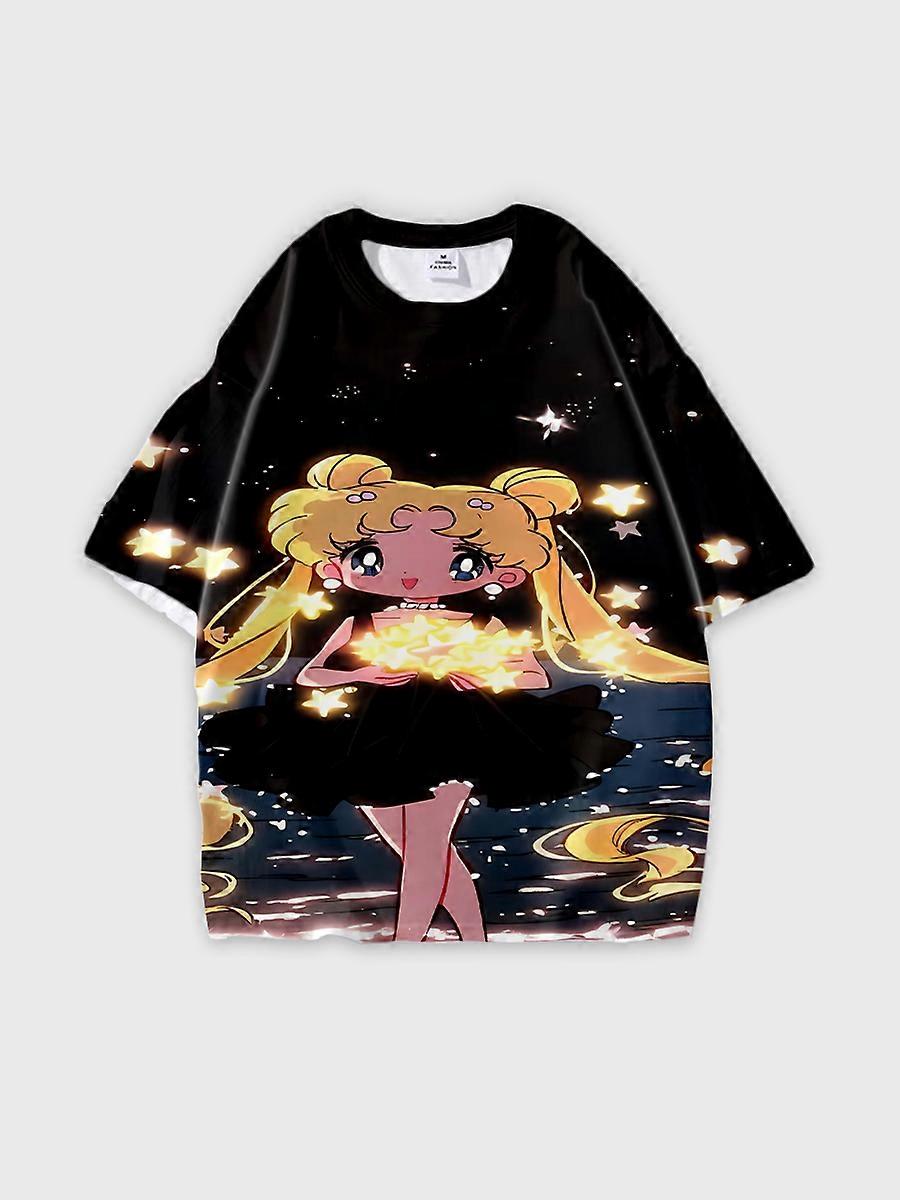 T-shirt round neck Role Pattern loose short sleeve D2274