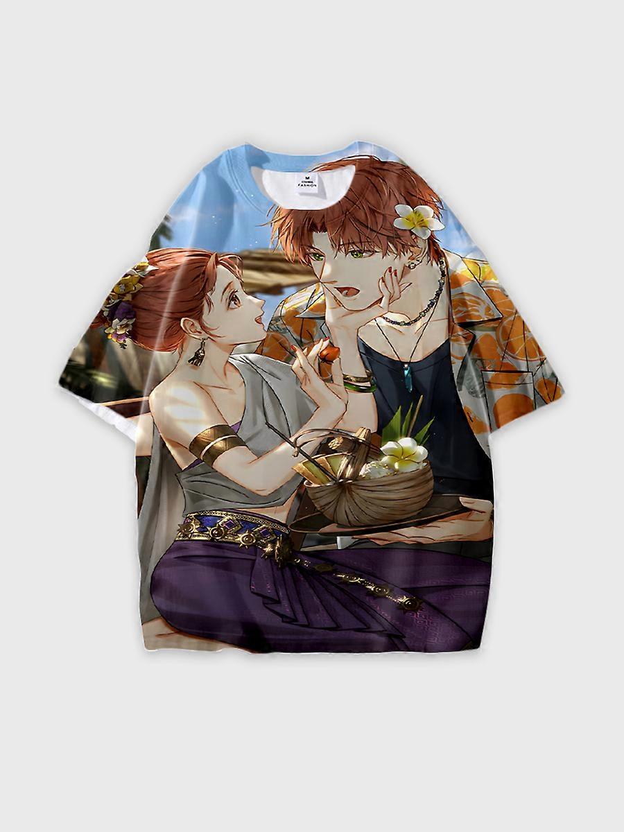 T-shirt round neck Role Pattern loose short sleeve E324