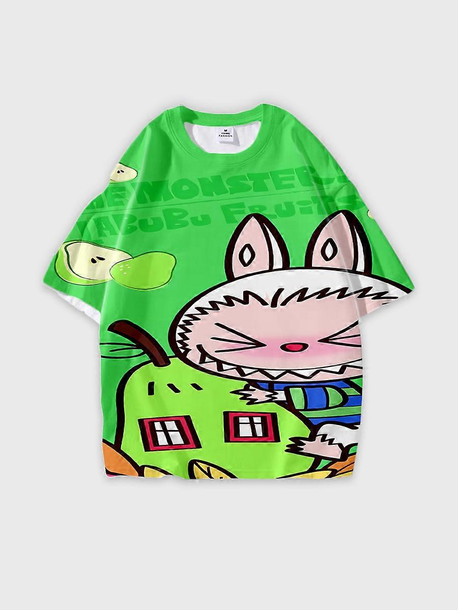 T-shirt round neck Pattern loose short sleeve K750