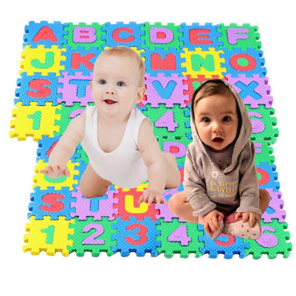 36Pcs αφρώδες πάτωμα mat εκπαιδευτικά κινούμενα σχέδια αριθμούς γράμματα πλακάκια