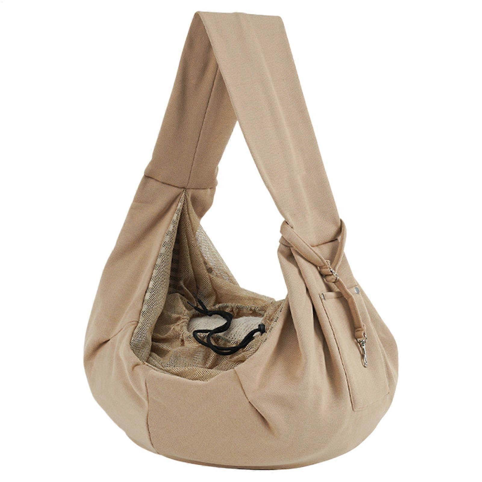 Cat Carrier Bag, Adjustable Khaki Puppy Carrier with Soft Shoulder Strap, Travel Chest Bag for Small Dogs and Cats