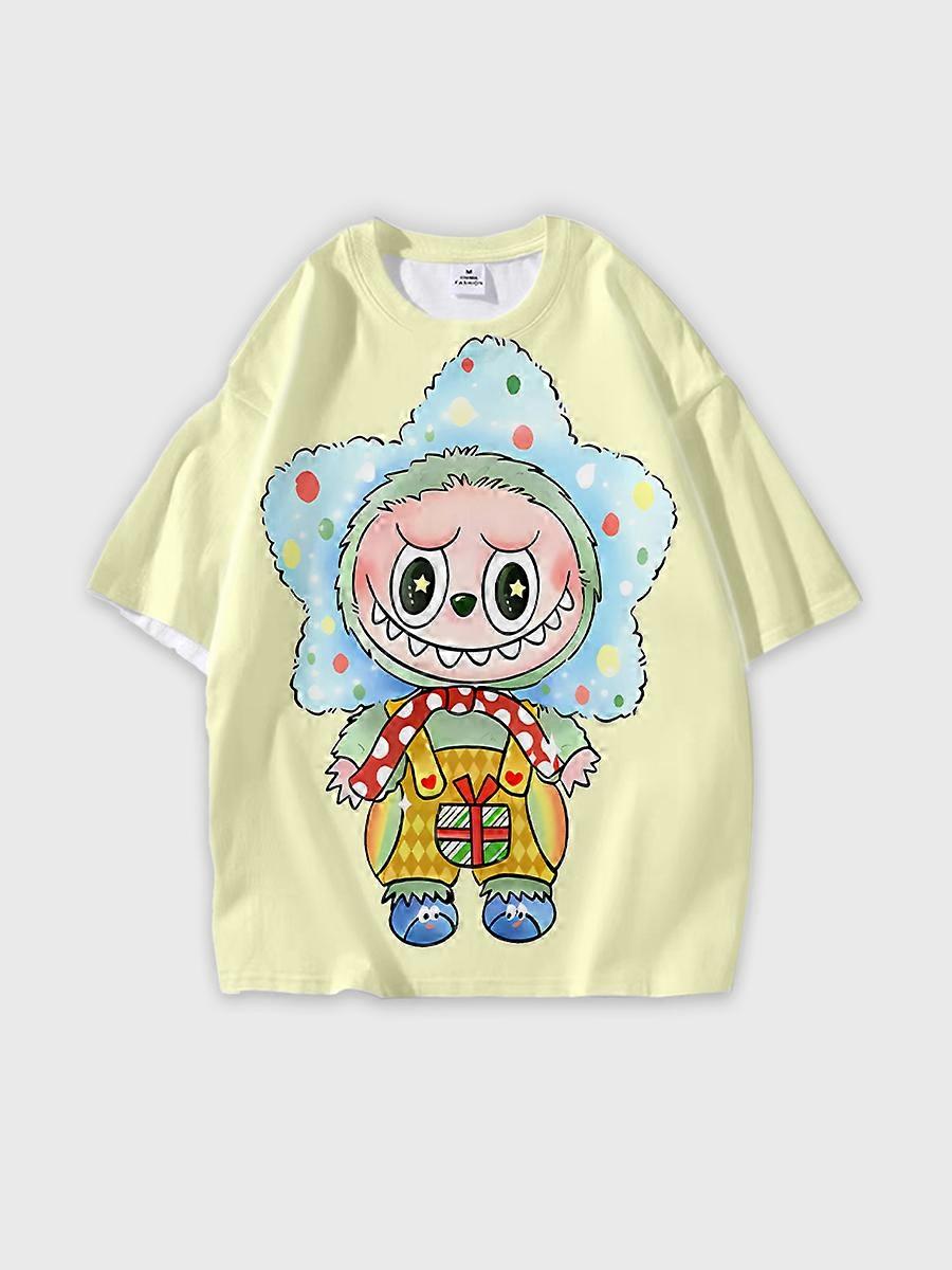 T-shirt round neck Pattern loose short sleeve P1847