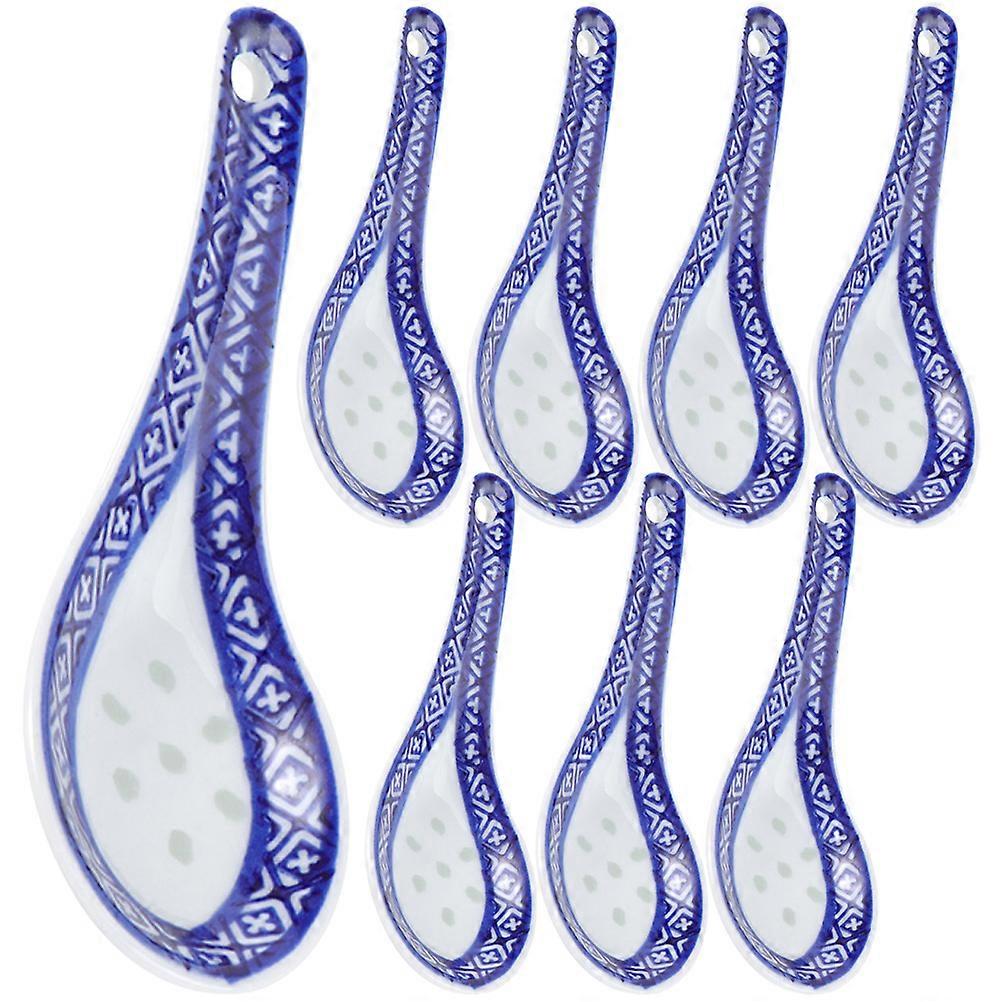 a polished product description based on your input:
**8pcs Decorative Ceramic Soup Spoons Chinese Style, Multi Function Tableware, Retro Design