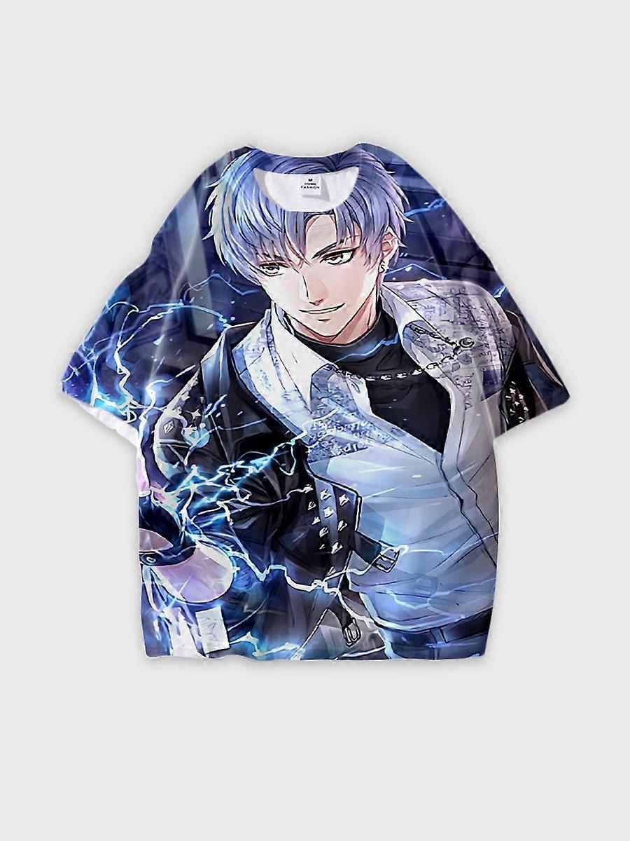 T-shirt round neck Role Pattern loose short sleeve E2434