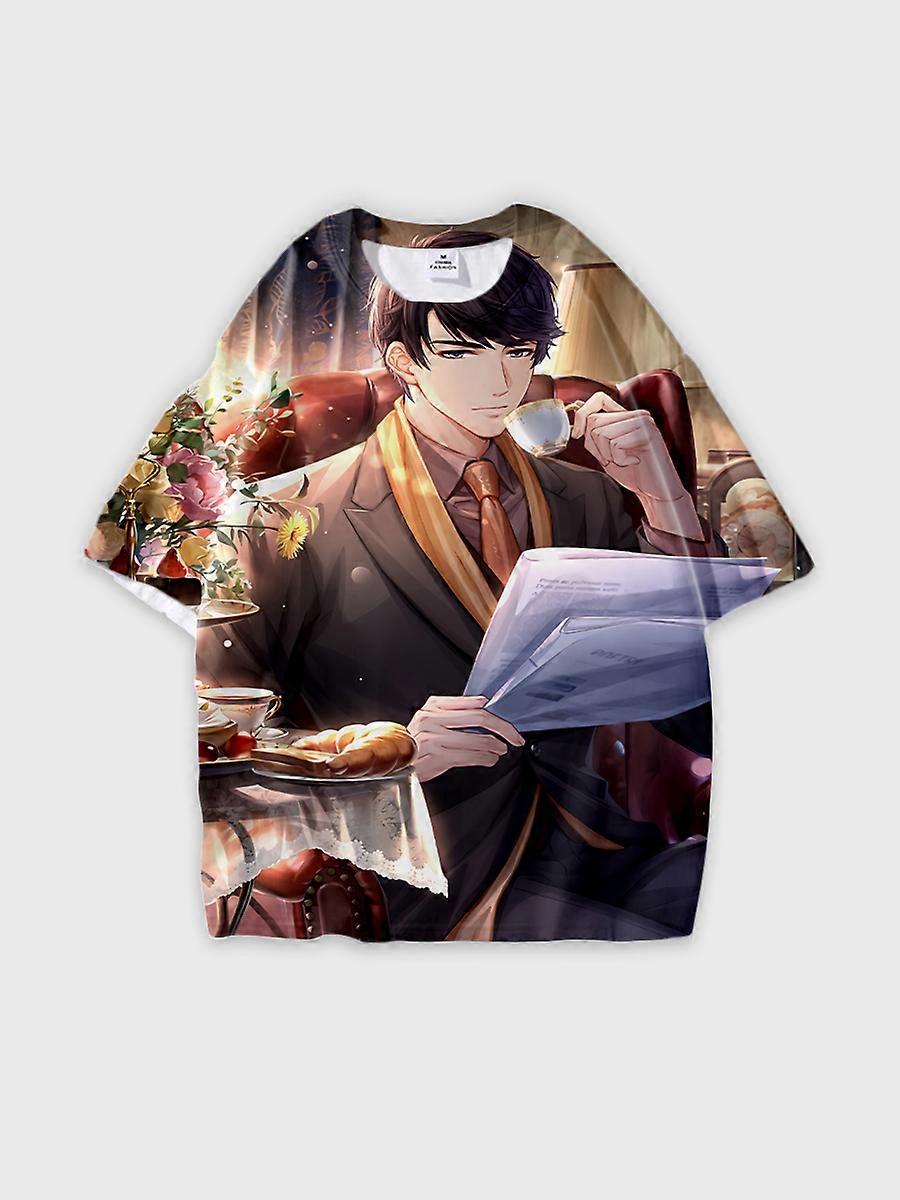 T-shirt round neck Role Pattern loose short sleeve E3629