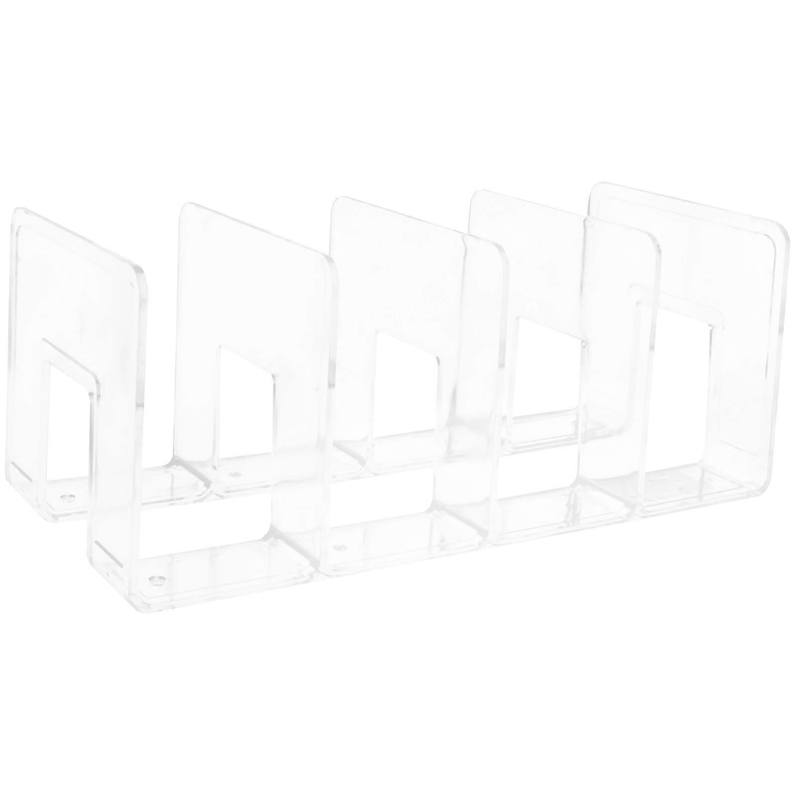 Transparent Acrylic Book Holder, Multi Function Bookend for Desk Organization, Creative Vertical Storage Rack for Books, Magazines, and Stationery