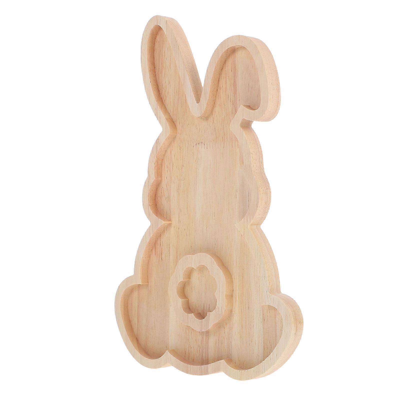 Bunny Serving Tray Easter Parties Snack Serving Acacia Wood Anti Slip Design 1Pack