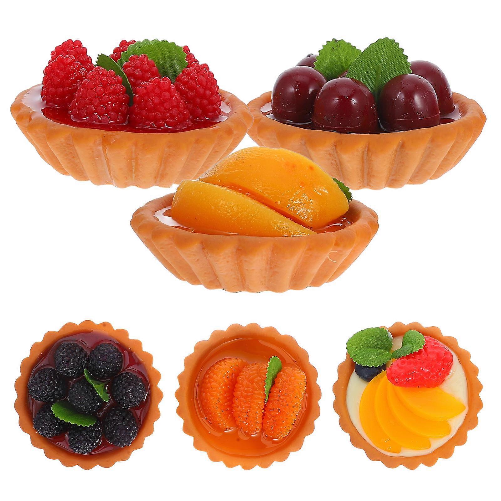 Realistic Fake Egg Tart Set for Kitchen Use and Photography Props 6pcs Multi PVC