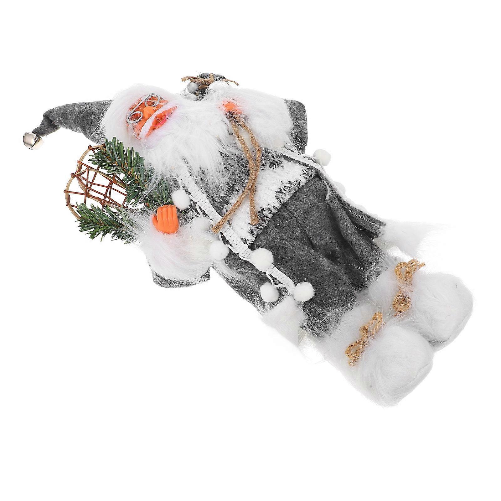 Holiday Figurine Christmas Doll Standing Santa Claus Decoration For Christmas Party Dark Grey 30x10x10cm 1Pc
