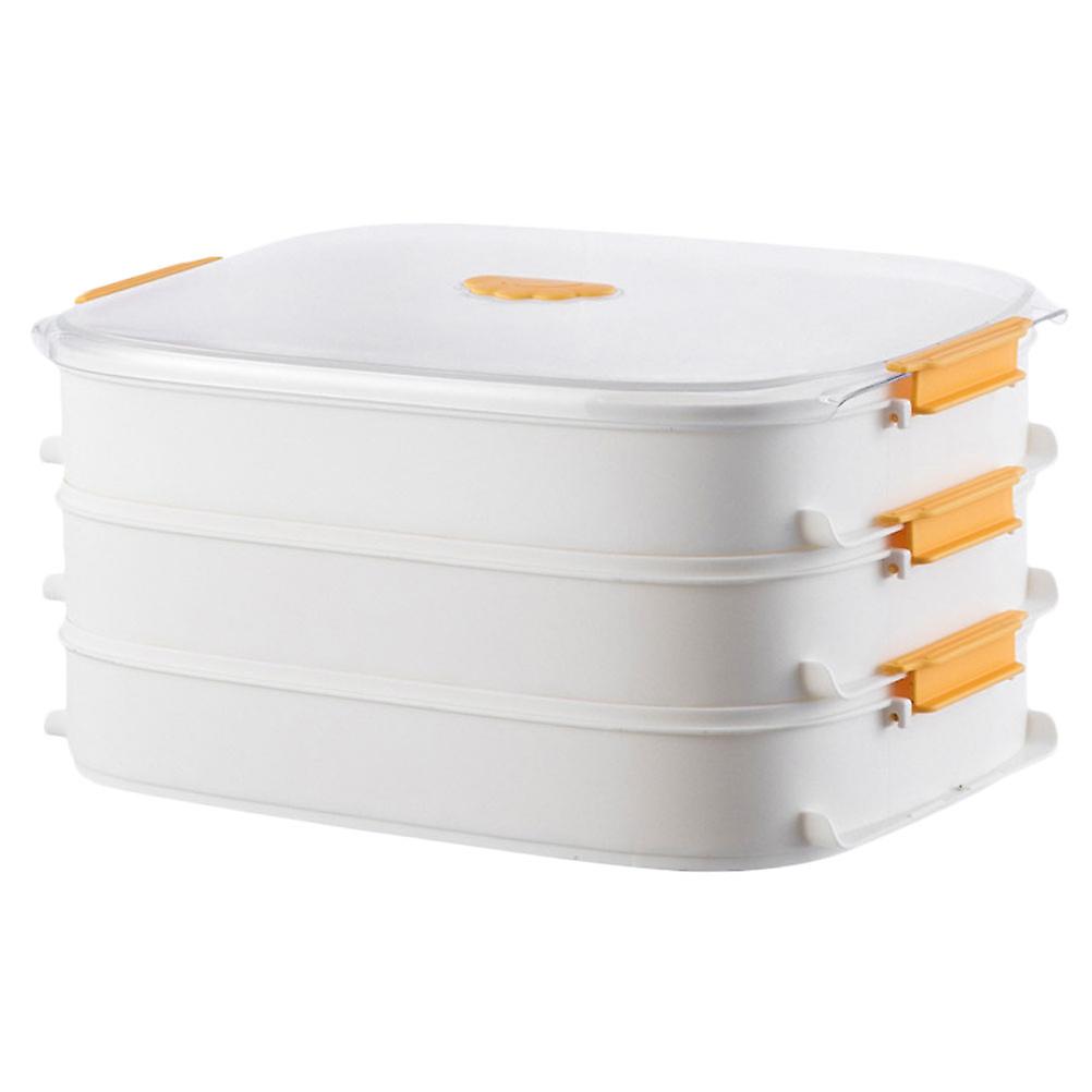 Dumpling Storage Box with Three Layers Design for Refrigerator Organization in White PP Material 7.87"x3.94"x5.51"