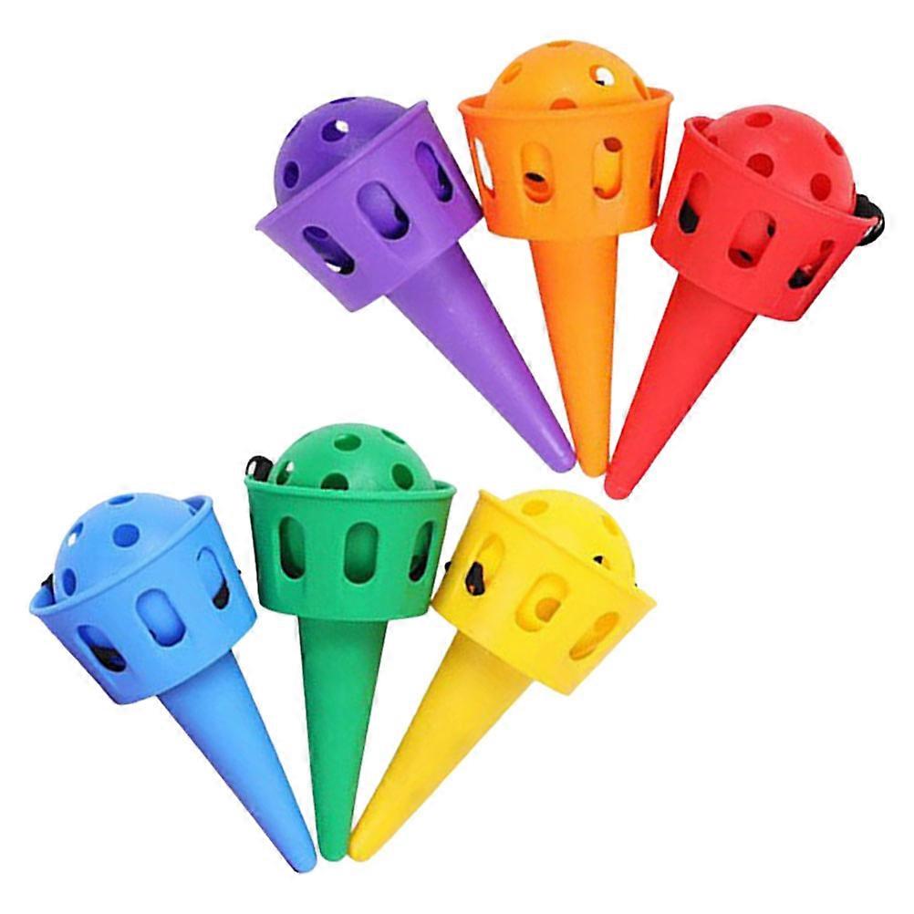 6pcs Catch Balls Game Set for Vintage Motor Skills, Hand Eye Coordination, Easy Grip Design for Indoor Outdoor Play at Backyard, Park, Beach,