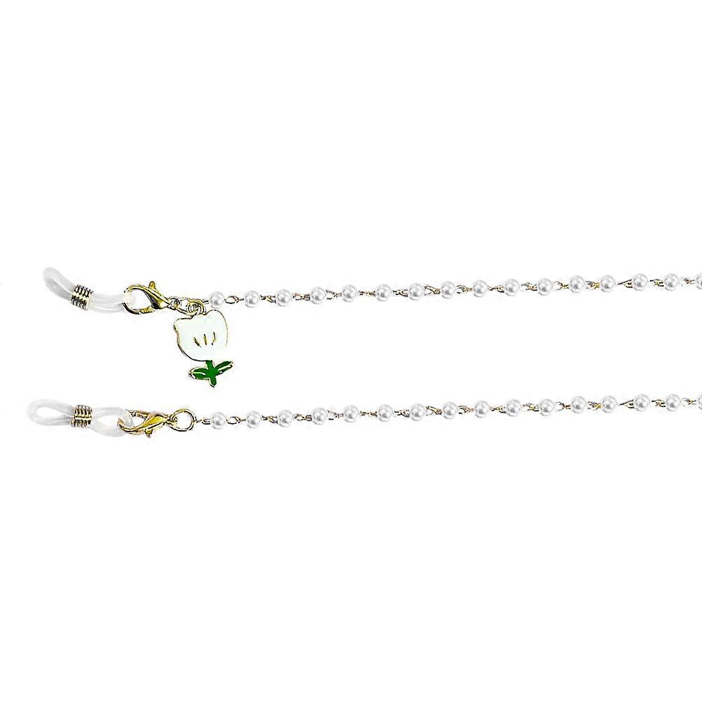 White Alloy Eyeglass Chain with Cord Holder for Glasses and Masks Perfect for Daily Use 6.5 Inches