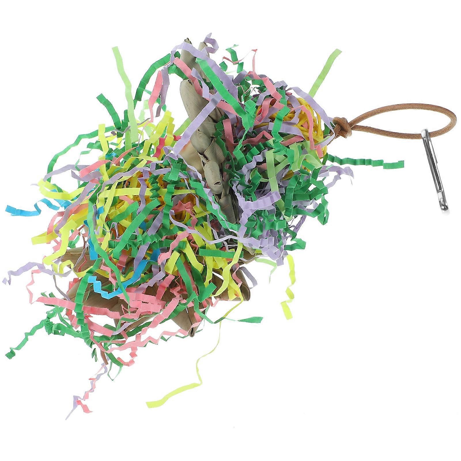 Parrot Chewing Toy with Built in Hook for Birdcage, Safe Mild Material, Foraging Plaything, Stimulating Sound, Suitable for Parakeets, Cockatiels,